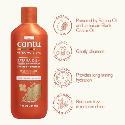 Cantu Ultra Moisture Nourishing Shampoo with Batana Oil + Jamaican Black Castor Oil, 13 fl oz