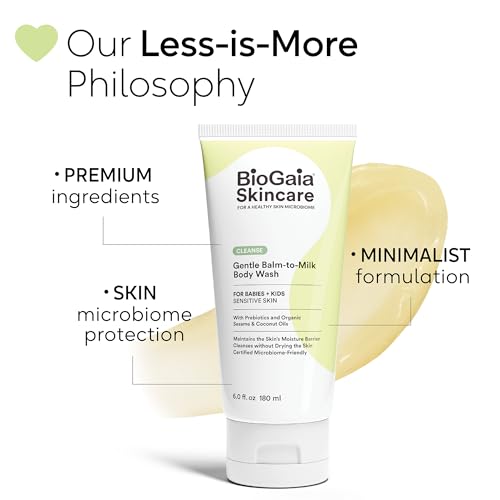 Gentle Balm-to-Milk Body Wash for Sensitive Skin - Organic Oil-Based Cleanser, Microbiome-Friendly, Fragrance-Free
