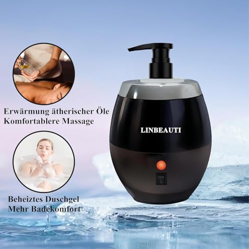 Warmer Oil Massage Lotion Warmer Kit for Professional Massage Therapy With Essential Oil Heater Bottle Dispenser Pump Funnel,15 Minutes Rapid Heating Machine- Ideal for Salon and Spa Use (Black)