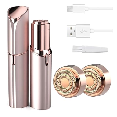 Facial Hair Remover for Women with 2 Pack Replacement Heads Gold