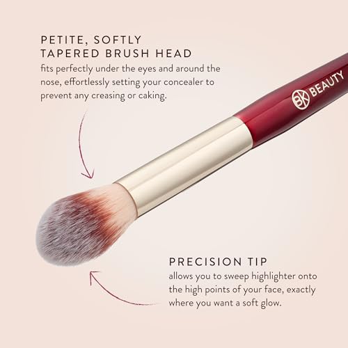 BK BEAUTY 108 PRECISION POWDER MAKEUP BRUSH ? Pro-Designed Tapered Brush for Precise Under-Eye Setting, Crease-Free Finish, and Subtle Highlighting