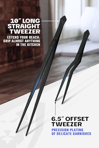 Dalstrong 2-Piece Food Tongs Set - 6.5 & 10 Inches, Black Titanium Coated, High-Precision Kitchen Utensils