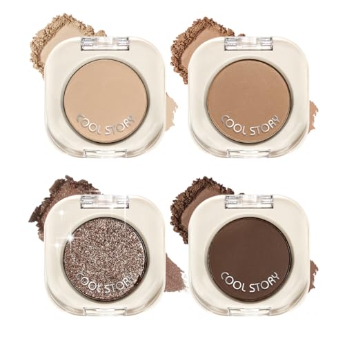 BestLand Single Pressed Eyeshadow ? Long-Lasting Matte & Shimmer Finish, Ultra-Pigmented Silky Texture, Blendable Cream Powder Formula for Effortless Day & Night Eye Looks (4PCS Set A)