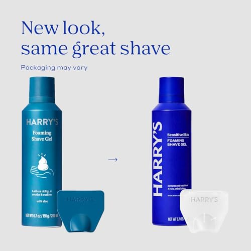Harry's Original Shaving Kit for Men - Razor Handle, 5 Razor Blade Refills, Foaming Shave Gel, and Travel Blade Cover - German Engineered