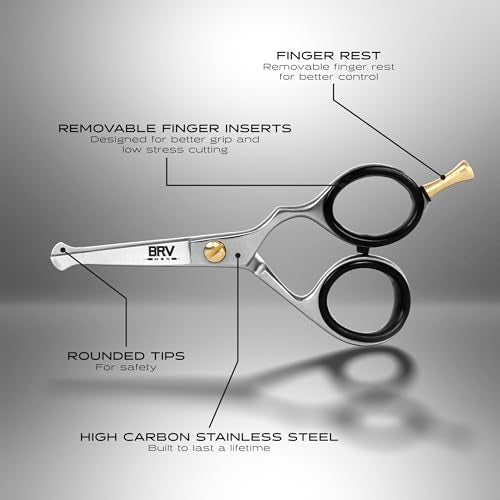 BRV MEN Right-Handed Rounded-Tip Nose & Ear Scissors 4.2" – High Carbon Stainless Steel