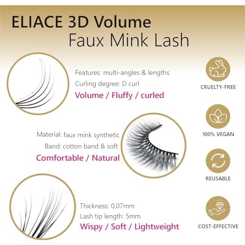 Eliace False Eyelashes Natural look Cat Eye Lashes Wispy Strips,15 Pairs 3D Mink Lashes Fake Eyelashes Volume Fluffy Thin Soft Band Comfortable Long Thick Dramatic Cross Eyelash Reusable, Arya Style