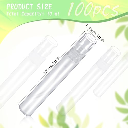 Mini 10ml Refillable Perfume Spray Bottles - 100 Pack Travel Fine Mist Atomizers