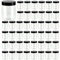 JEUIHAU 46 Pack 8 OZ Plastic Jars with Lids, Clear Empty Slime Storage Containers with Screw On Lids, Plastic Cosmetic Containers for Slime Making, Food, Beauty Products, BPA Free