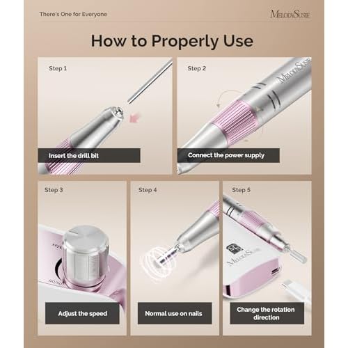 MelodySusie Portable Nail Drill 30000 RPM with All in One Nail Brush Set
