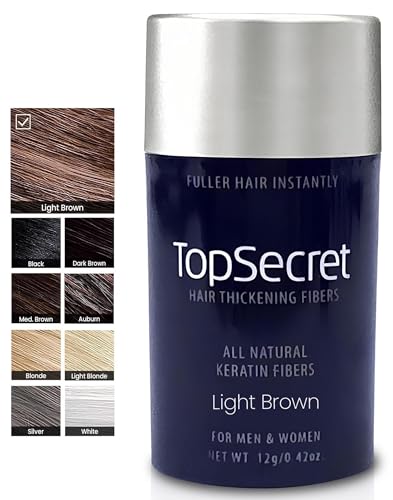 Top Secret Hair Thickening Fibers Refill - Light Brown, Regular - Natural & Undetectable Hair Filler for Men & Women
