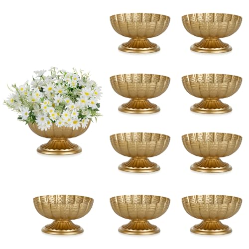 10 Pcs Small Gold Vases for Centerpieces - Metal, 3.7-inch Elegant Floral Display