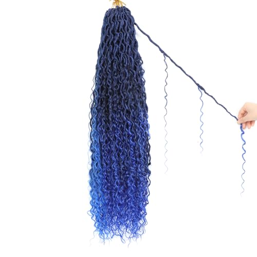 Alimiriam Blue River Locs Crochet Hair 22 Inch Boho Goddess Faux Locs, 8 Packs for Black Women