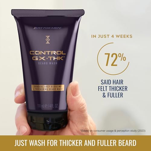 Just for Men Control GX + THK Beard Wash 4 Fl Oz Gray Reducer & Thickener - Pack of 1
