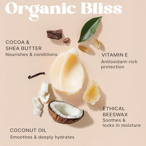 USDA Organic Lip Balm - USA Made with Natural Ingredients, Beeswax Vanilla Chapstick for Dry Lips, Gifts for Women, Birthday Gifts for Her & Him, Hydrating Lip Balm Beauty Gifts, Natural Chapstick