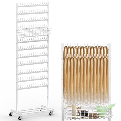 White Braiding Hair Rack 2-Sided with 286 Pegs for Salon & Home Use - NOVIMANGO