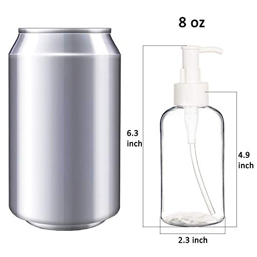 12 Pack 8 Ounce Refillable Plastic Pump Bottles with Lockable Dispensers