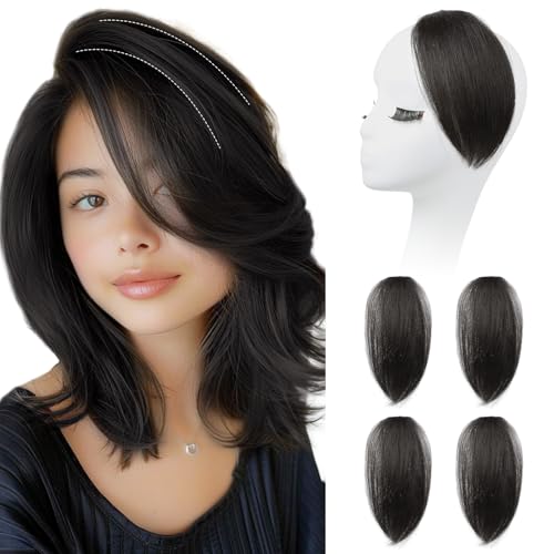 REECHO Clip-in Hair Volumizer 8 Inch Black Brown (Pack of 4) - Short Thick Extensions for Thin Hair
