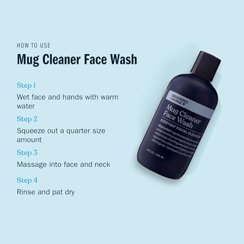 Grooming Lounge Mug Cleanser, Everyday Facial Cleanser For Men, Natural Face Wash, Sensitive Skin. Face Cleanser for a Hydrating, Deep Clean, 8 oz.