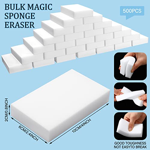 500 Pieces Bulk Foam Cleaning Sponges - Household Erasers with Reusable Design
