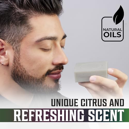 Men's Natural Bar Soap Set - Tea Tree, Clary Sage, Peppermint & Bergamot, 4 Pack, 5 oz Each