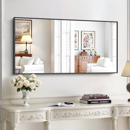 KOCUUY Black Bathroom Mirror 24x48 Inch Rectangle Wall Mirror for Over Sink, Modern Decor