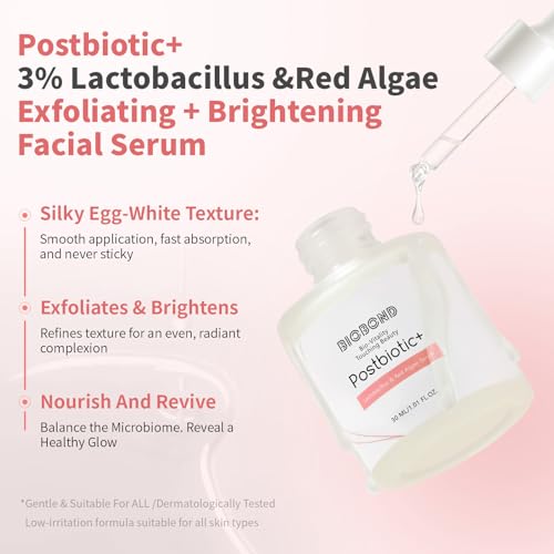 Lactic Acid Gentle Exfoliating Serum, For Brightening, Repair, Hydrating & Even Tone, With Postbiotic Lactobacillus, Centella & Red Algae, Pore Minimizer Skincare for Sensitive Skin, 1 Fl Oz