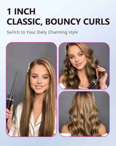 5-in-1 Curling Iron Set with Ceramic Barrels & Thermal Brush for Salon-Quality Hair
