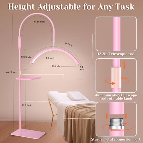Pink Bling Lash Light for Eyelash Tech with Tray - Half Moon LED Lamp