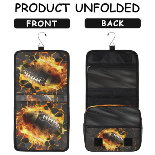 3D Football Hanging Travel Toiletry Bag for Kids, Women Cosmetic Organizer Makeup Bag Pouch Men Shaving Dopp Kit Shower Bag With Sturdy Hook