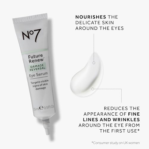 No7 Future Renew Damage Reversal Eye Serum - Nourishing Under Eye Serum for Sun Damaged Skin Repair, Fine Lines & Wrinkles, and Uneven Texture - Suitable for Sensitive Skin (0.5 Fl Oz) (Pack of 2)
