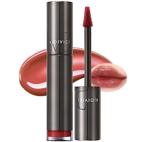 VIDIVICI Millennial Tint Glit - Transfer Proof Moisture Korean Lip Tint with Long-Lasting Color, Lightweight Water Jelly Texture, Hydrating & Smudge-Free Lip Stain, 0.13oz (04 FALLING BROWN)