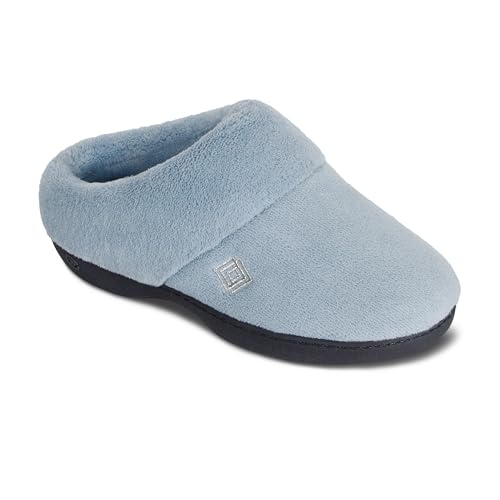 isotoner Women's Classic Clog Slippers with Memory Foam & Non-slip Sole - Blue Fog, Size 7.5-8