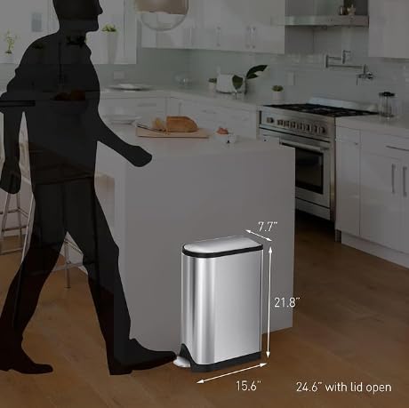 Simplehuman Butterfly Step Can 18L Trash Can with Odor Control - White Steel, Diaper Can Variant