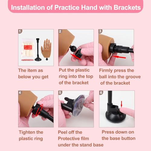Nail Practice Hand for Acrylic Nails - Right Hand Brown with 516 Nails & Tools