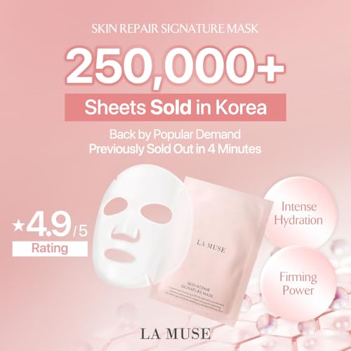 LA MUSE Biocellulose Signature Face Mask(2ea) | Deep Hydrating, Tightening & Firming Care for Skin Repair | Rejuvenating & Moisturizing | Cooling & Soothing Sensitive Skin | Face Mask Korean Skin Care