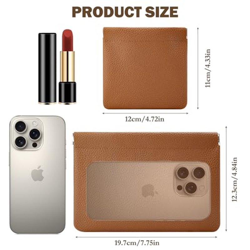 2 PCS Small Makeup Bag for Purse,Premium Small Makeup Pouch Purse,Mini Cosmetic Bag for Travel,Portable Travel Pouch with Quick Access Design,Neutral,elegant and stylish (Brown)