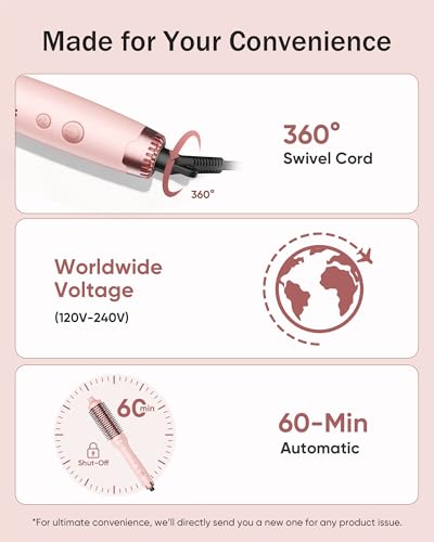 Pink Ionic Heated Curling Brush for Blowout Look - VIKICON PRO