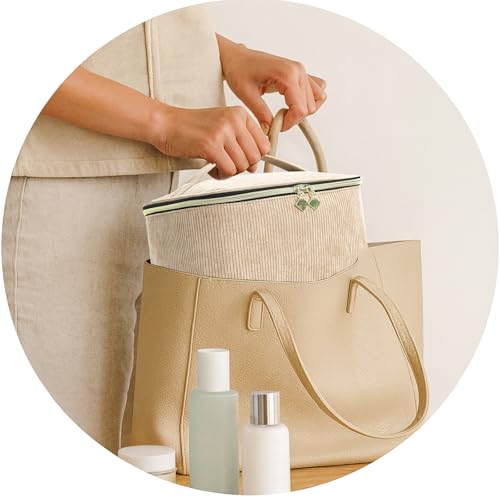 Nail Polish Organizer Bag Nail Kit Organizer Holds 30 Bottles and 1 Nail Lamp Double-layer Nail Polish Carrying Case Nail Art Tote Bag Khaki