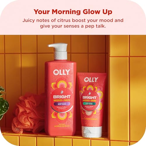OLLY Rest & Rise Body Care Set ? Day & Night Regimen ? 2 Body Washes + Body Serum Lotion + Scrub ? With Vitamin D, Retinol, Botanicals & Vitamin C? Nourishing, Hydrating ? 4 count
