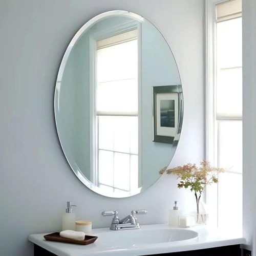 USHOWER Frameless Oval Bathroom Mirror 20x28 Inch Over Sink - Modern Design Variation: Frameless-Oval 20L x 28W