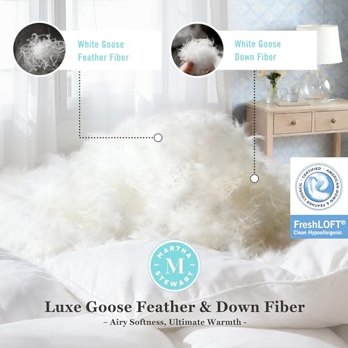 Queen Size All Season White Goose Feather & Down Fiber Comforter - Hypoallergenic