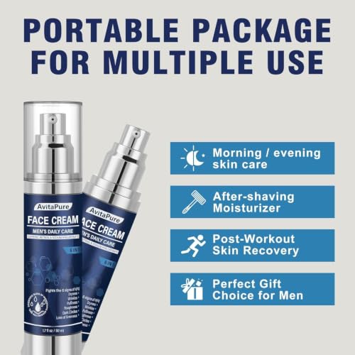 Men's 6-in-1 Face Cream - Hydrating, Anti-Aging & Soothing - 1.7 Fl Oz Pack of 3