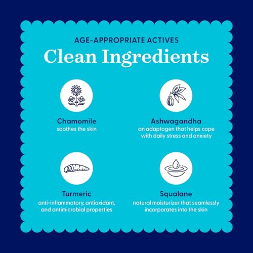 Day+Bright Facial Moisturizer for Teen & Tween Girls, 50mL | Non-Greasy Daily Hydration | pH-Balanced Formula with Chamomile, Turmeric, Ashwagandha, Squalane.