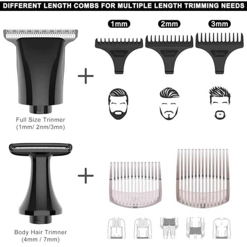 Back Shaver for Men, 5-in-1 Electric Back Hair Removal Razor with Adjustable Extension Handle, Body Hair Trimmer Grooming Kit for Wet or Dry Shaving