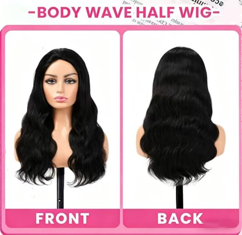 Hunt Charm 18 Inch Body Wave Glueless Half Wig 3-in-1 Human Hair with Drawstring & Headband - BD-1B