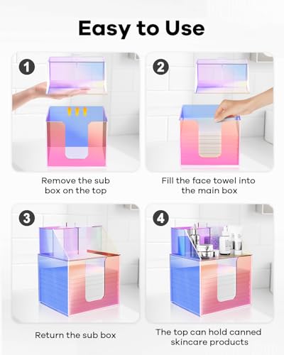 Rainbow Acrylic Face Towel Holder with Dual-Layer Design - Bathroom & Vanity Organizer