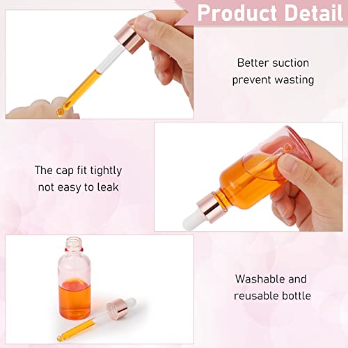 Nuogo Pink 2oz Glass Dropper Bottles for Essential Oils - 50 Pack