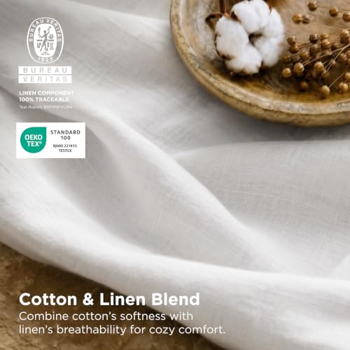 Bedsure Linen Cotton Blend Duvet Cover King 104x90 White - Natural White Variation