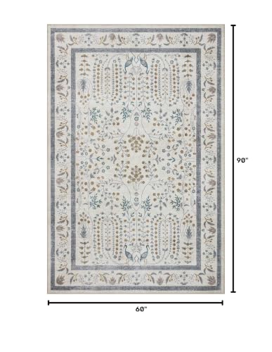 Loloi Rifle Paper Co Maison Wisteria Cream Area Rug 5' x 7'6" Rectangular