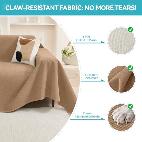 Warmstar Brown 91x150 Inch Waterproof Pet Couch Protector - Anti-Scratch Sofa Cover
